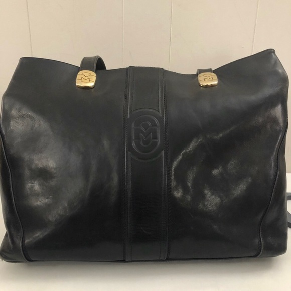 Vintage MARINO ORLANDI Smooth Black Leather Tote - Picture 8 of 17